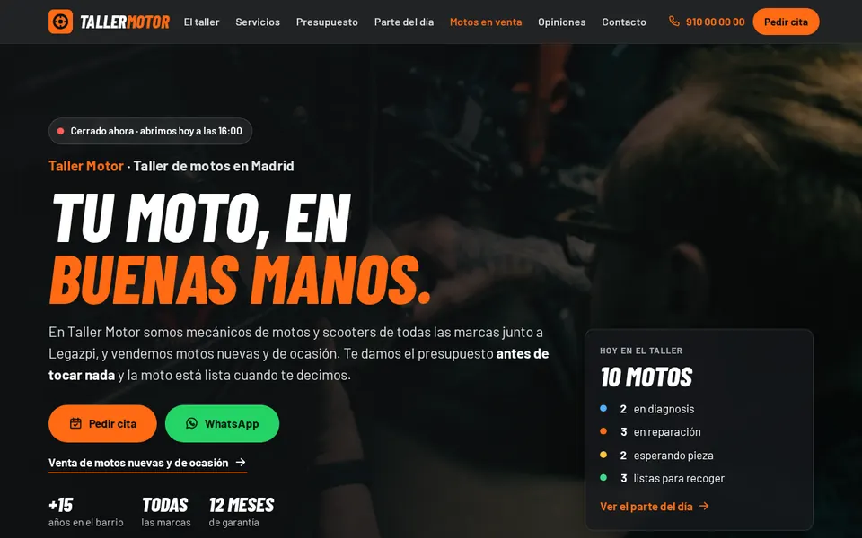 Captura de la web Taller Motor en ordenador
