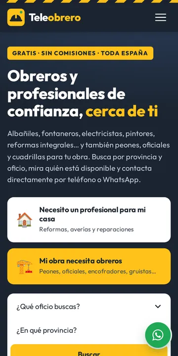 Captura de la web Teleobrero en el móvil